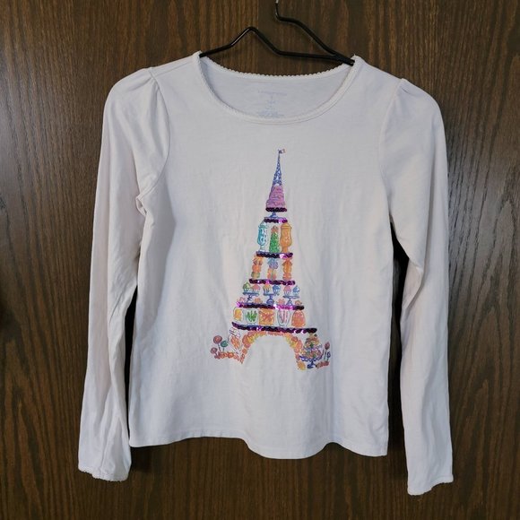 HTF Lands End Paris Macaroon Candy Cupcakes Girls Long Sleeve Graphic Tee Sz M - Picture 15 of 15